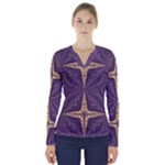 Purple and gold V-Neck Long Sleeve Top