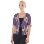 Purple and gold Cropped Button Cardigan