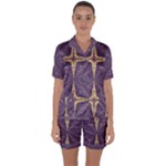 Purple and gold Satin Short Sleeve Pyjamas Set