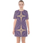 Purple and gold Sixties Short Sleeve Mini Dress