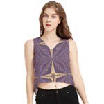 Purple and gold V-Neck Cropped Tank Top
