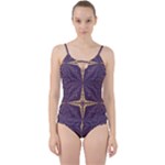 Purple and gold Cut Out Top Tankini Set