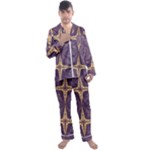 Purple and gold Men s Long Sleeve Satin Pyjamas Set