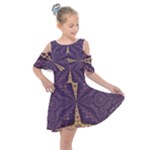 Purple and gold Kids  Shoulder Cutout Chiffon Dress