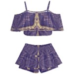 Purple and gold Kids  Off Shoulder Skirt Bikini