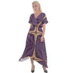 Purple and gold Cross Front Sharkbite Hem Maxi Dress