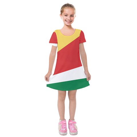 Seychelles flag Kids  Short Sleeve Velvet Dress from ArtsNow.com