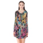 Mosaic pieces                                                   Long Sleeve V-neck Flare Dress