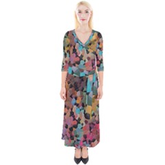 Quarter Sleeve Wrap Maxi Dress 