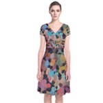 Mosaic pieces                                                    Short Sleeve Front Wrap Dress