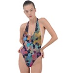 Mosaic pieces                                                   Backless Halter One Piece Swimsuit