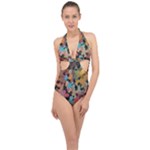 Mosaic pieces                                                    Halter Front Plunge Swimsuit