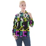 Drawn squares                                                    Women s Long Sleeve Pocket Shirt