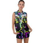 Drawn squares                                                    Sleeveless Chiffon Button Shirt