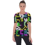 Drawn squares                                                    Shoulder Cut Out Short Sleeve Top