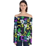 Drawn squares                                                  Off Shoulder Long Sleeve Top