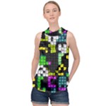 Drawn squares                                                      High Neck Satin Top