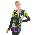 Drawn squares                                                      Women s Tie Up Tee