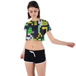 Drawn squares                                                     Tie Back Short Sleeve Crop Tee