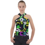 Drawn squares                                                     Cross Neck Velour Top