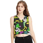 Drawn squares                                                     V-Neck Cropped Tank Top