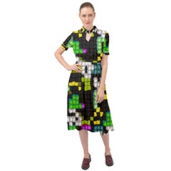 Keyhole Neckline Chiffon Dress 