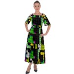 Drawn squares                                                        Shoulder Straps Boho Maxi Dress