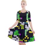 Drawn squares                                                        Quarter Sleeve A-Line Dress