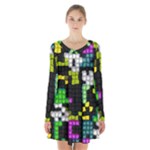 Drawn squares                                                     Long Sleeve Velvet V-neck Dress