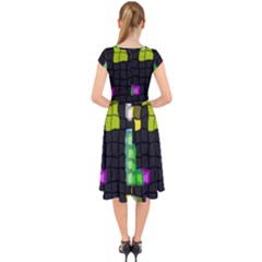 Cap Sleeve Front Wrap Midi Dress 