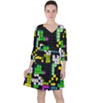 Drawn squares                                                     Quarter Sleeve Ruffle Waist Dress