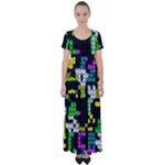 Drawn squares                                                    High Waist Short Sleeve Maxi Dress