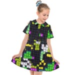Drawn squares                                                  Kids  Short Sleeve Shirt Dress