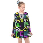 Drawn squares                                                    Kids  Long Sleeve Dress