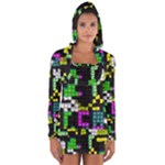 Drawn squares                                                     Women s Long Sleeve Hooded T-shirt