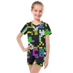 Drawn squares                                                     Kids  Mesh Tee and Shorts Set