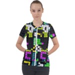 Drawn squares                                                    Short Sleeve Zip Up Jacket