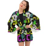 Drawn squares                                                  Long Sleeve Kimono