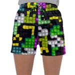 Drawn squares                                                    Women s Satin Sleepwear Sleeve Shorts