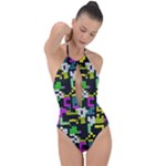 Drawn squares                                                     Plunge Cut Halter Swimsuit