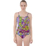 Green blue texture                                                     Cut Out Top Tankini Set