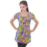 Green blue texture                                                     Puff Sleeve Tunic Top