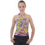 Green blue texture                                                      Cross Neck Velour Top