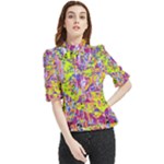 Green blue texture                                                     Frill Neck Blouse