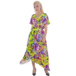 Green blue texture                                                       Cross Front Sharkbite Hem Maxi Dress