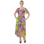 Green blue texture                                                        Front Wrap High Low Dress