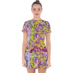 Green blue texture                                                         Drop Hem Mini Chiffon Dress