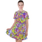 Green blue texture                                                     Short Sleeve Shoulder Cut Out Dress