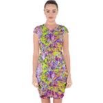 Green blue texture                                                     Capsleeve Drawstring Dress