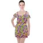 Green blue texture                                                     Ruffle Cut Out Chiffon Playsuit